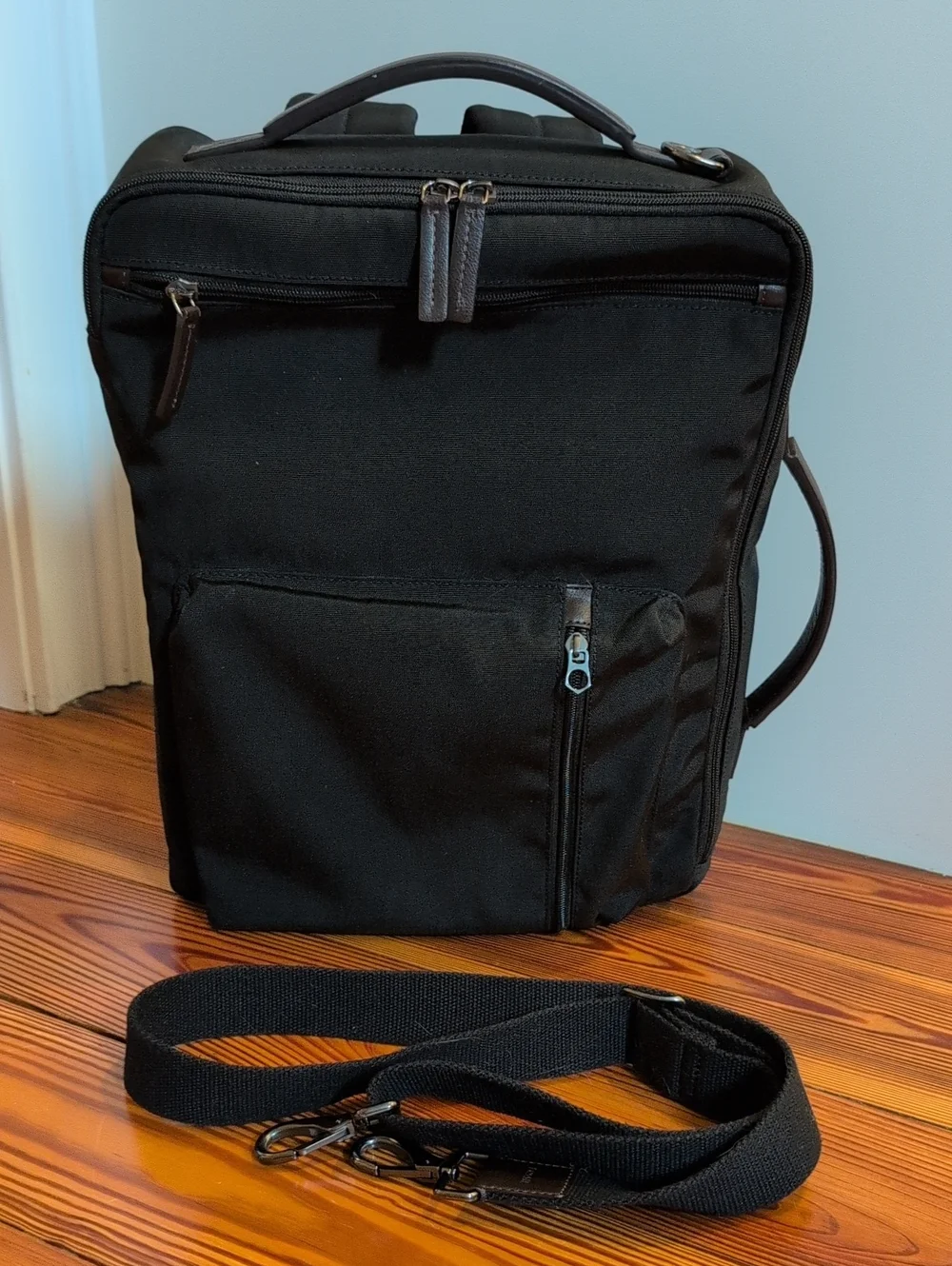 Fossil Buckner Commuter Convertible Backpack Black Nylon Bag
